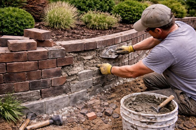 Brick Retaining Wall Repair in Boerne, TX