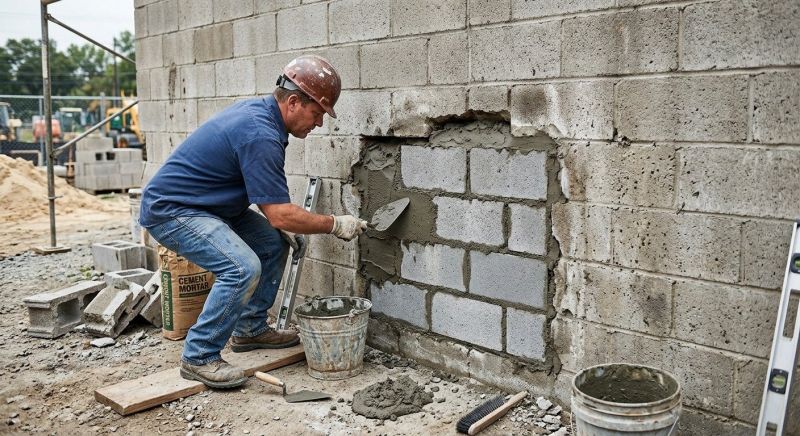 Cinder Block Wall Repair in Bulverde, TX