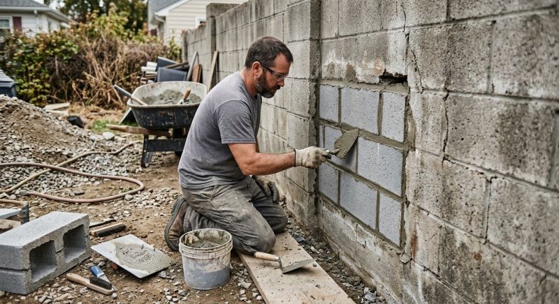 Cinder Block Wall Repair in Comfort, TX