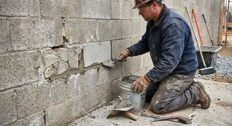 Cinder Block Wall Repair in Comfort, TX