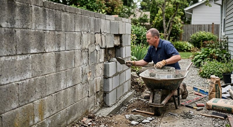 Cinder Block Wall Repair in Boerne, TX