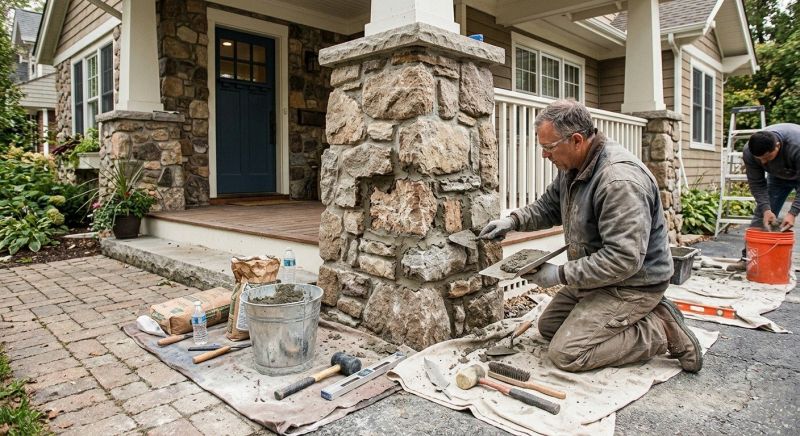 Stone Column Repair in Boerne, TX